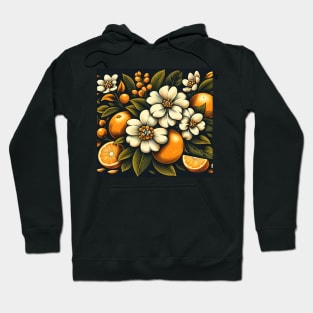 Orange Floral Illustration Hoodie